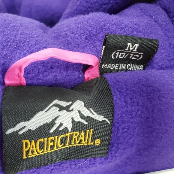 Pacific Trails Puffer hooded jacket Scarf pink Purple size M 10-12 - Picture 8 of 10